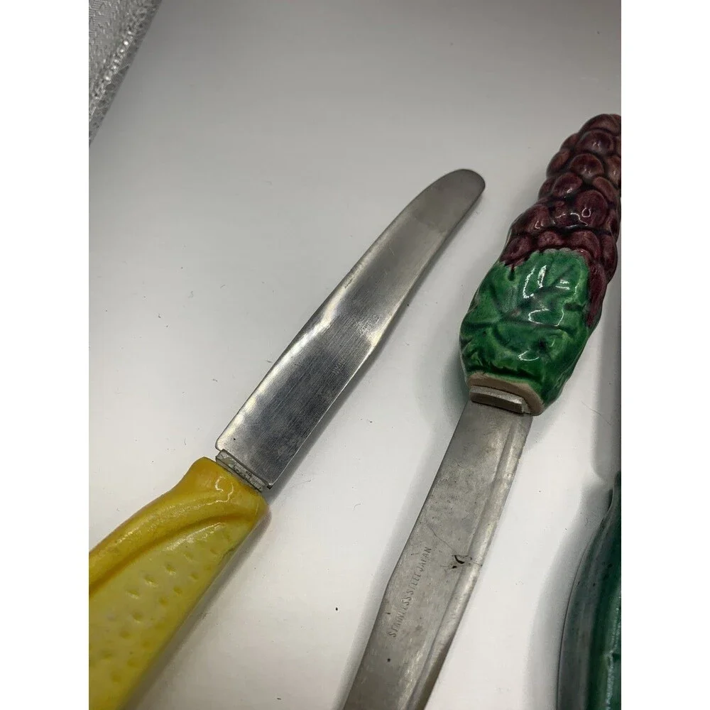 Vintage Fruit Handle Butter Spreaders Set, Strawberry, Pineapple, Grapes